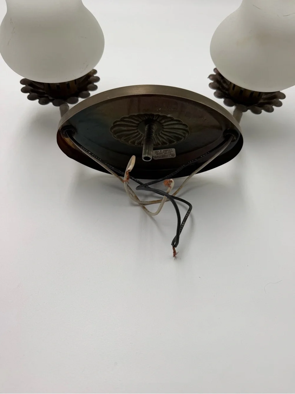 Vintage Lavery & Co. 2 Light Wall Sconce Frosted Tulip Glass Brass Fixture
